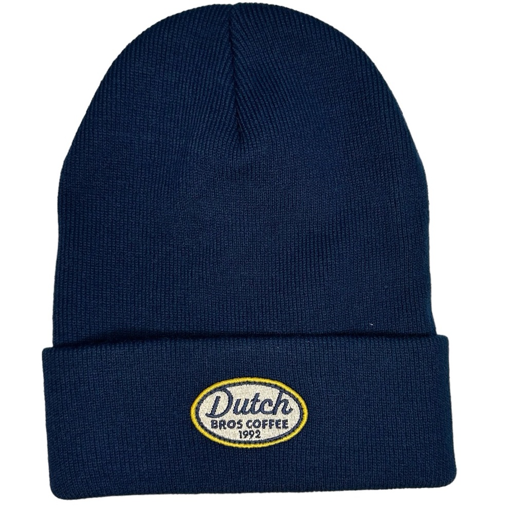 Unisex Dutch Bros Coffee Navy Beanie Gold + White Writing 1992 NWT